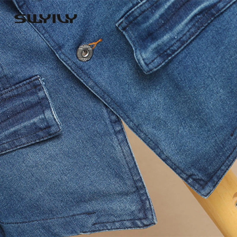 SWYIVY Women Blazer Jacket Coat Spring 2018 Denim Casual Blazers Women Slim Coat Cotton Women Blazers 5XL Big Size Office Blue SWYIVY Women Blazer Jacket Coat Spring 2018 Denim Casual Blazers Women Slim Coat Cotton Women Blazers 5XL Big Size Office Blue