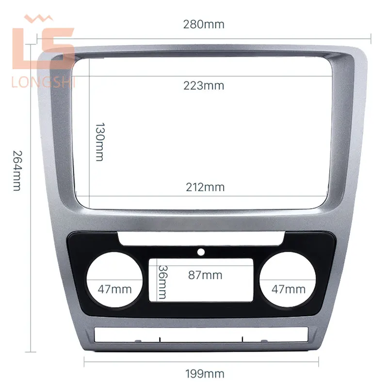 2din фасции для 2010-2013 Skoda Octavia двойной Din Автомобильная рамка радио фасции в Dash dvd-плеер наружная рама объемная панель, 2 DIN