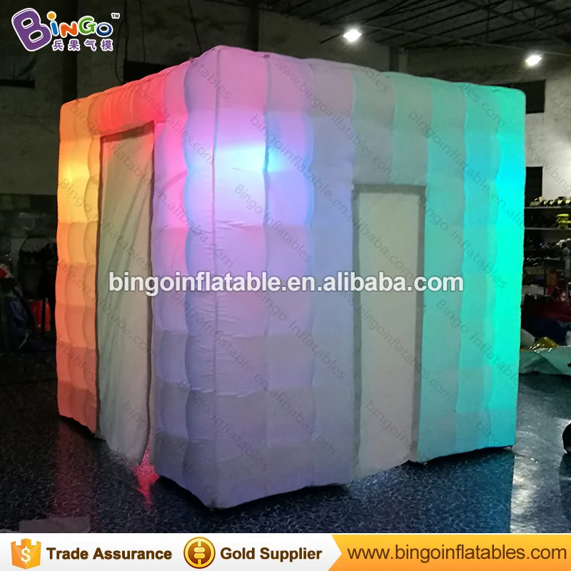  Free shipping Portable inflatable cube photo kiosk booth tent with led lighting toy tent