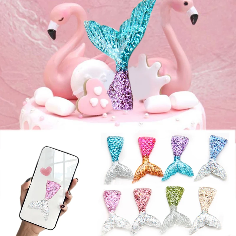 Sale 5PCS/Bag Women paillette jewelry accessory Resin mermaid DIY kid hair accessories mobile phone shell cake decoration