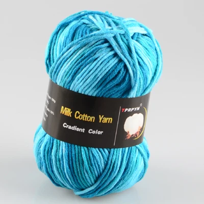 5 шт. = 500 г цветная молочная хлопковая пряжа, Смешанная шерсть, вязаная крючком необычная пряжа, вязаный свитер, шарф, 7plys BR124 - Цвет: 22 sea blue camou