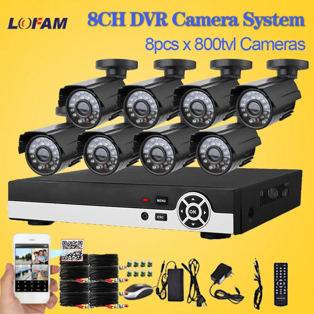 Lofam видеонаблюдение 8CH наружная Водонепроницаемая Камера Безопасности 8CH DVR система домашняя 8 шт CCTV камера видеонаблюдения комплект 8CH