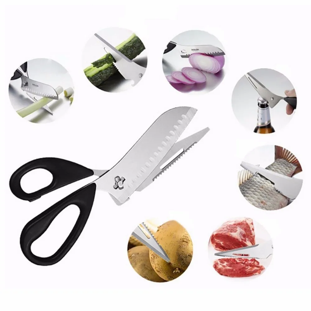 Strong Kitchen Shears Fish Chicken Bone Fruit Vegetable Knife Scissors