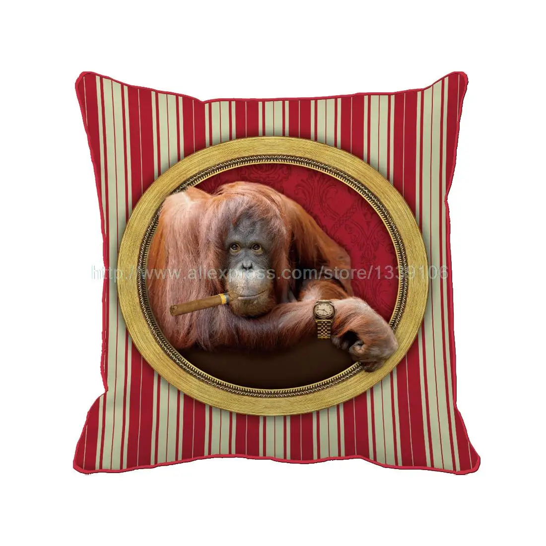 Aristocratic Orangutans Striped Throw Pillow Custom Red vintage Sofa