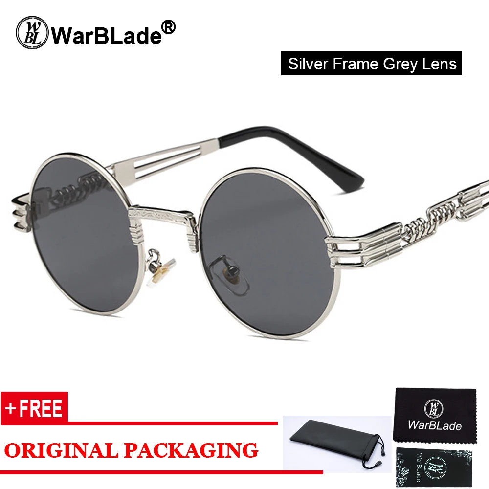 

WarBLade Vintage Round Steampunk Sunglasses Women Men Steam Punk Gold Eyewear Hip Hop Shades Teashades Transparent Clear Glasses