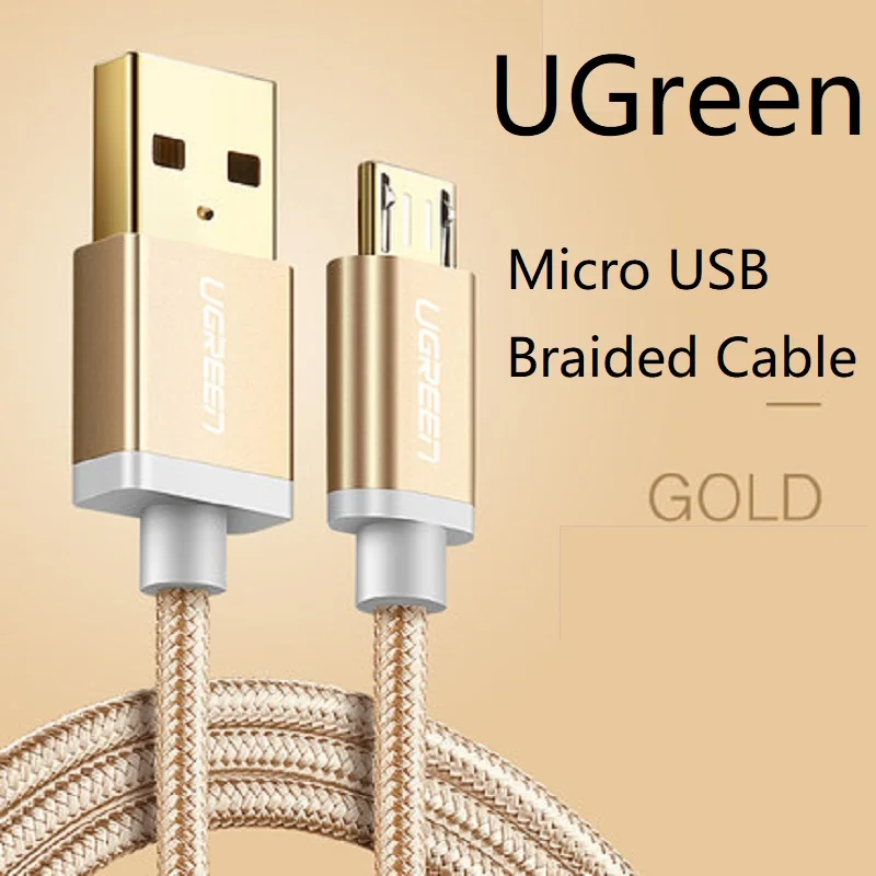 Ugreen Micro USB кабель с нейлоновой оплеткой Зарядное устройство USB к Micro USB кабель для быстрой зарядки для samsung Xiaomi htc планшет USB шнур - Цвет: Цвет: желтый