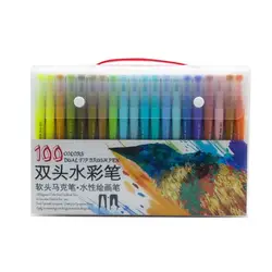 Акварельные художественные маркеры 48 60 72 100 цветов Набор тонкой подводки двойной кончик кисти ручка Рисование Живопись манга для