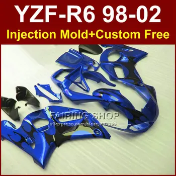 

PYF8 OEM fairings for YAMAHA YZF R6 1998 1999 2000 2001 2002 glossy blue fairings kit YZF R6 98-02 body repair parts 7RVF