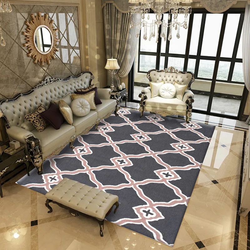 

Honlaker Living Room Carpet Fashion Geometric Pattern Decorative Floor Mat Coffee Table Carpet Soft Non-slip Bedroom Rug Tatami