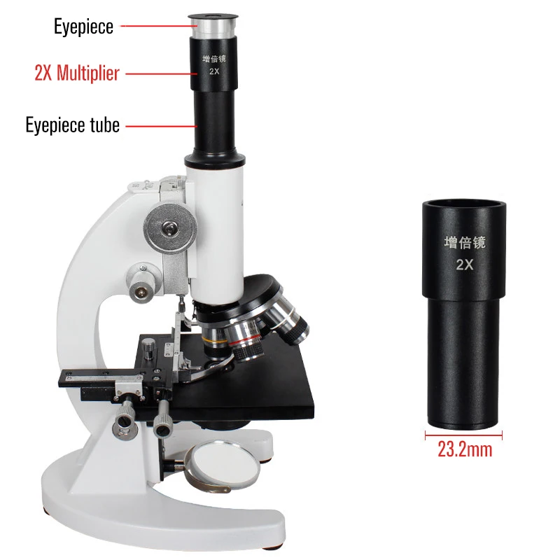 OSEELANG Биологический микроскоп 2X интерфейс мультипликатора 23,2 мм монокулярный микроскоп Часть Аксессуары
