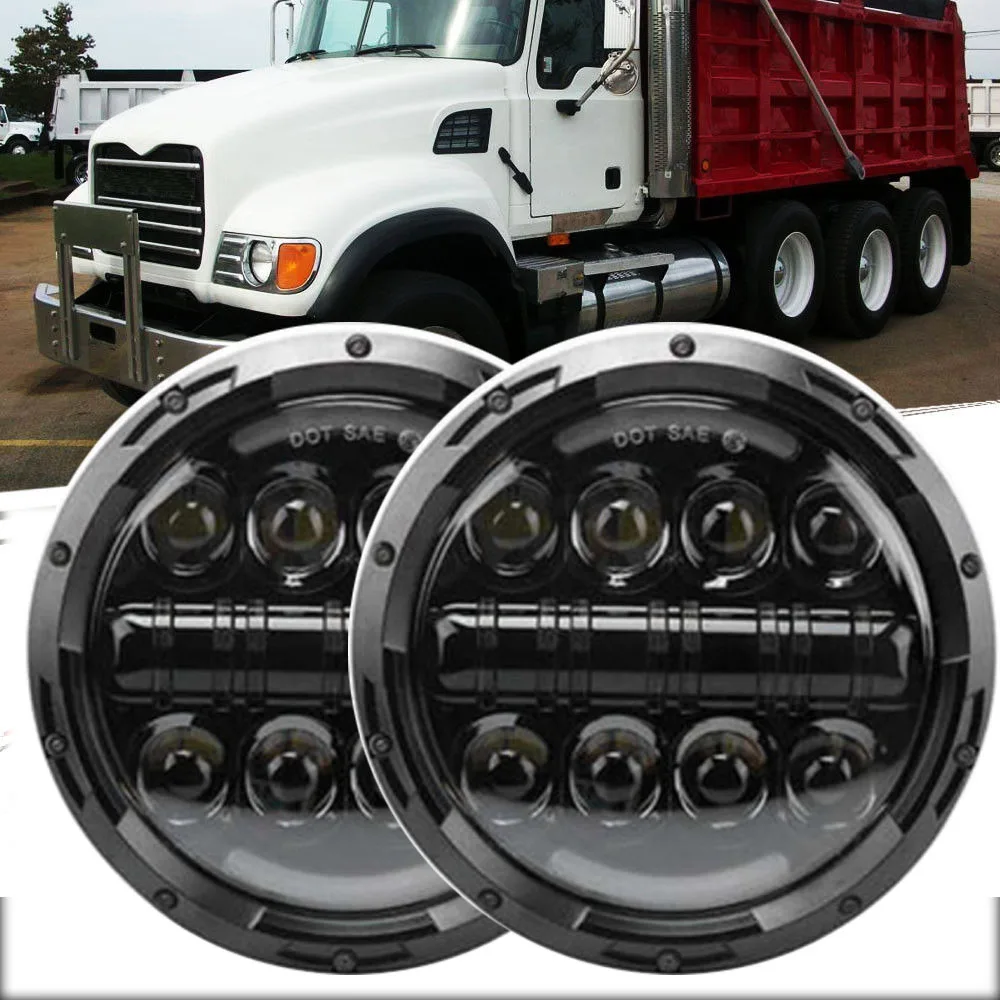  2 PCS 45W 7'' Led Headlight H4 High Low Beam Round Car Running Lights for Jeep Lada Niva 4x4 Hummer - 32983530942
