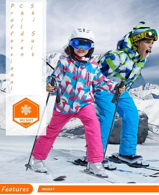 Conjunto de ropa para niños y niñas, traje de esquí de snowboard,  impermeable, chaqueta deportiva al aire libre, pantalones, ropa de dibujos  animados, traje de nieve para adolescentes - AliExpress