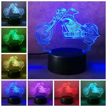 

Cool lamparas 3D Retro Motocycle Desk Lamp Night Light christmas gift decoration boy kid toys luces de table Lighting LED bulb