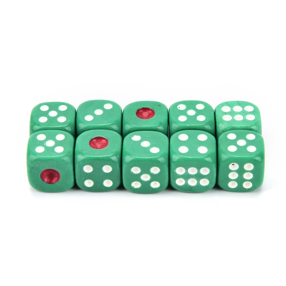 10 шт. акриловые бусины transaprent d6 кости, 6 двухсторонняя азартных игр Малый кости для ролевой игры, размер: 12*12*12 мм, красный, синий, зеленый, белый