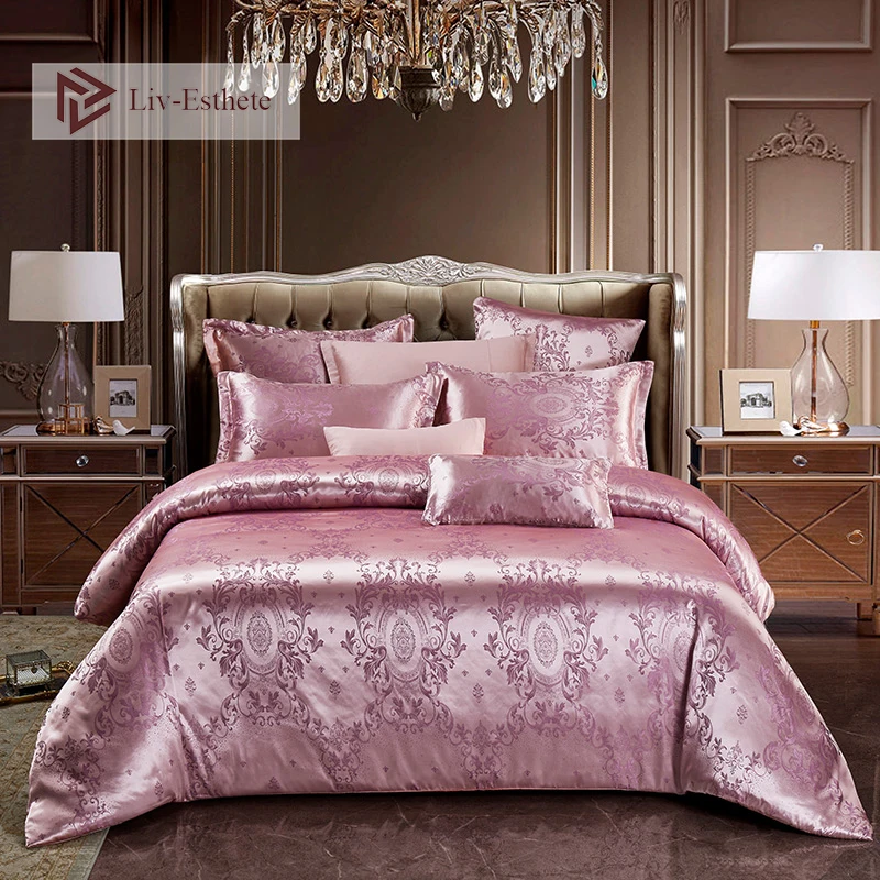 

Liv-Esthete New Luxury Bedding Set Euro Jacquard Palace Double Adult Bedspread Flat Sheet Decorative Bed Linen Set Home Textiles