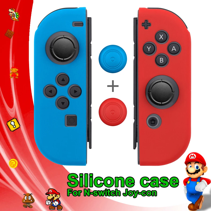 

Nintend Switch Joy-con Skin Accessories Nintendoswitch Soft Protective Silicone Case Nintendos Game Controller Cover+2 Thumb Cap