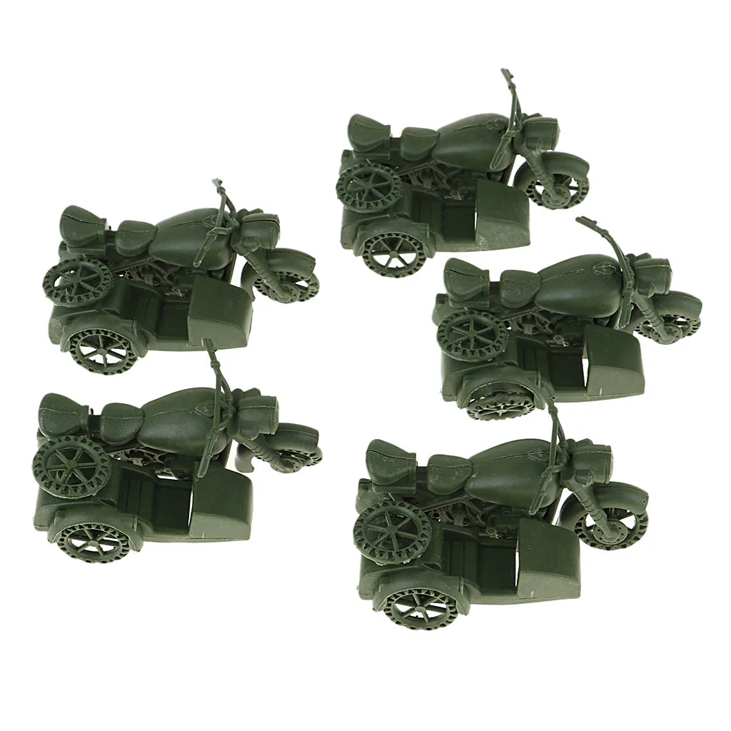 5 Pieces WWII German Armed Force Warfare Motorcycle Model Kit Wargame Tabletop Ornaments