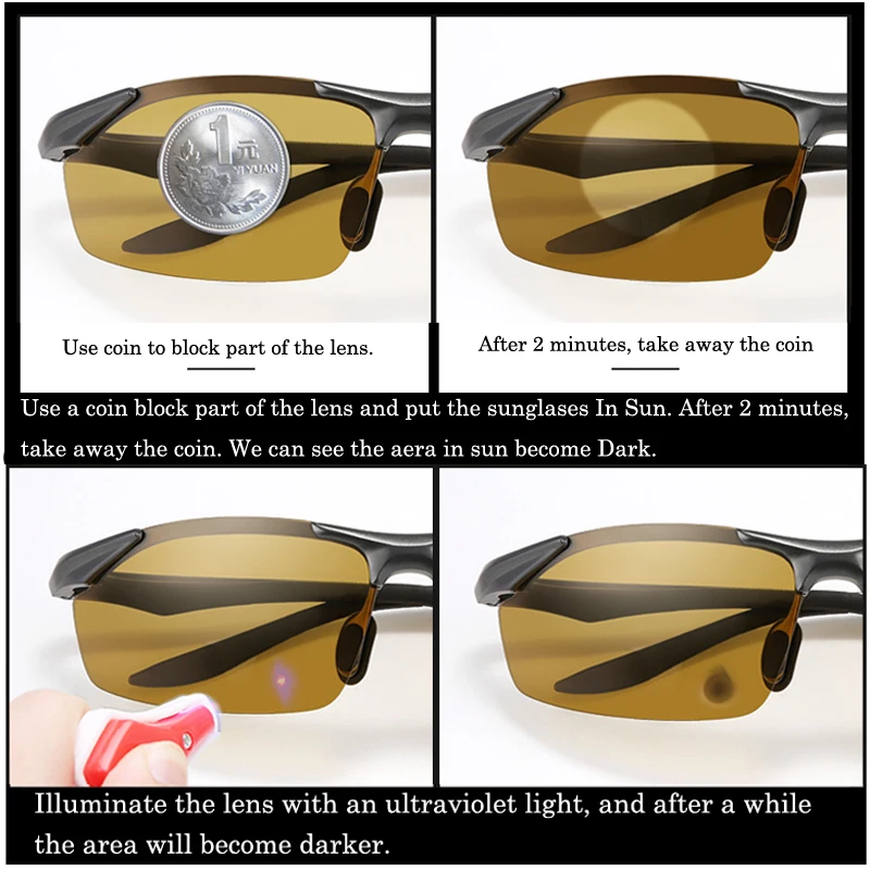 Лучшие Мужские День Ночь фотохромные поляризованные солнцезащитные очки для водителей Мужская безопасность вождения Рыбалка Каякинг UV400 Солнцезащитные очки YB2206
