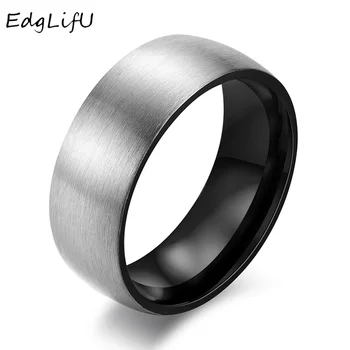 

EdgLifU Men's Black Titanium Steel Ring Matte Finished Classic Engagement Anel Ring Jewelry For Male Wedding Bands US Size 7-12