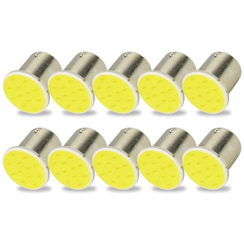 

Safego 10pcs 1156 BA15S P21W 12 Chips LED COB Bulb For Auto Car Backup Tail Turn Signal Lights Lamp White 6000k