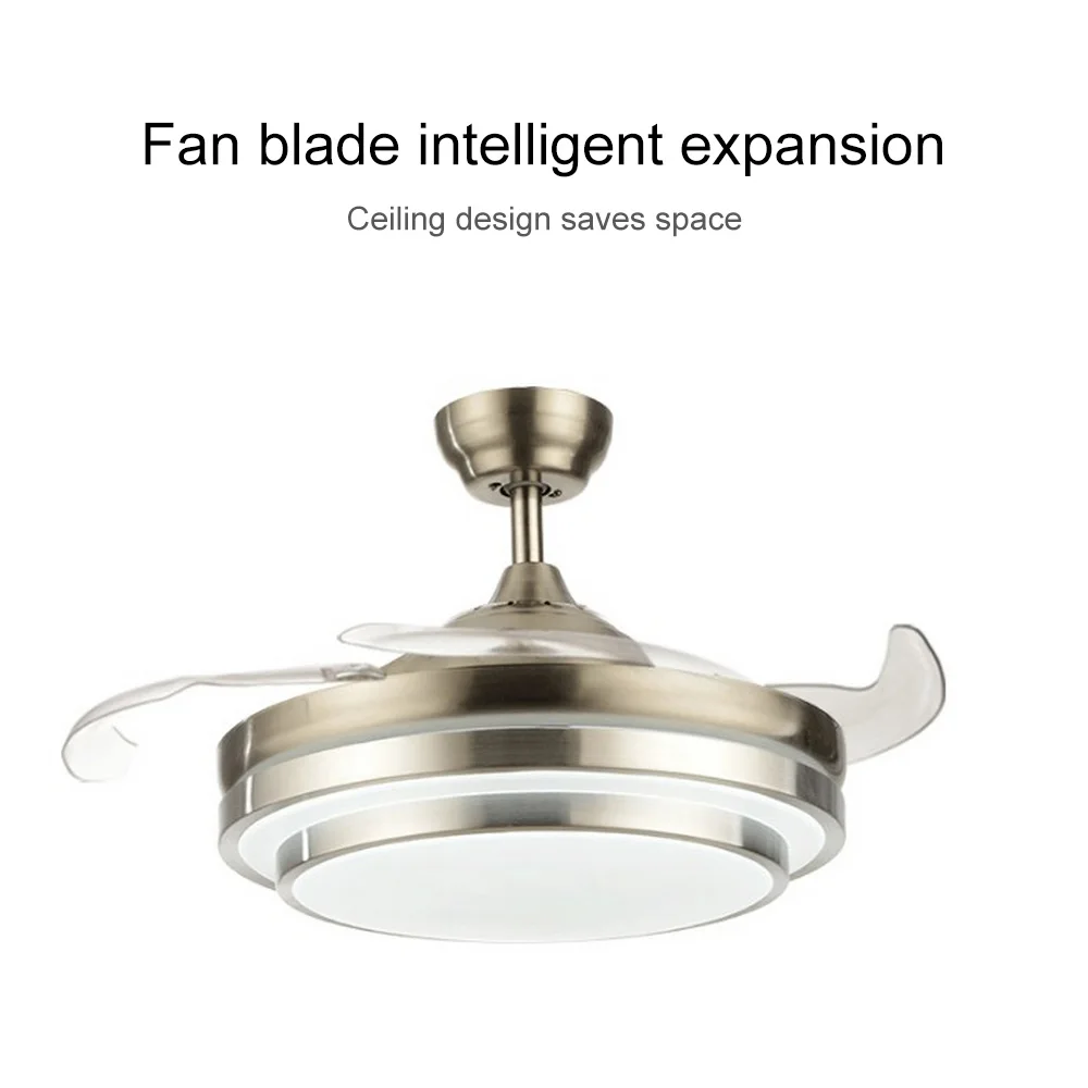 Us 115 81 35 Off 220v 42 Inch Silver Golden Modern Ceiling Fan Remote Control Frequency Conversion With Lights Invisiable Led Folding Ceiling Fan In