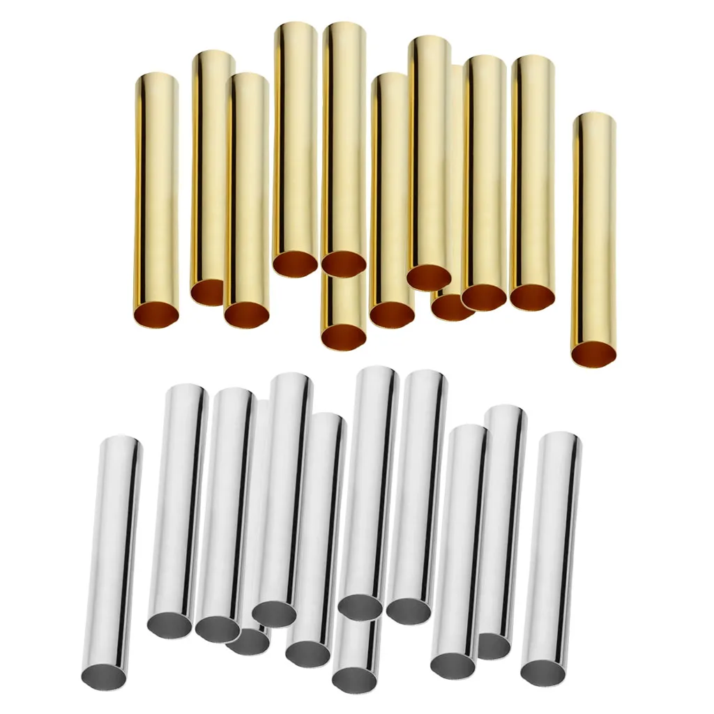 100 Pieces Smooth Straight Noodle Tube Beads Spacer Beads for DIY Jewelry, DIA: 4mm, Lenght: 30mm (Gold/Platinum)
