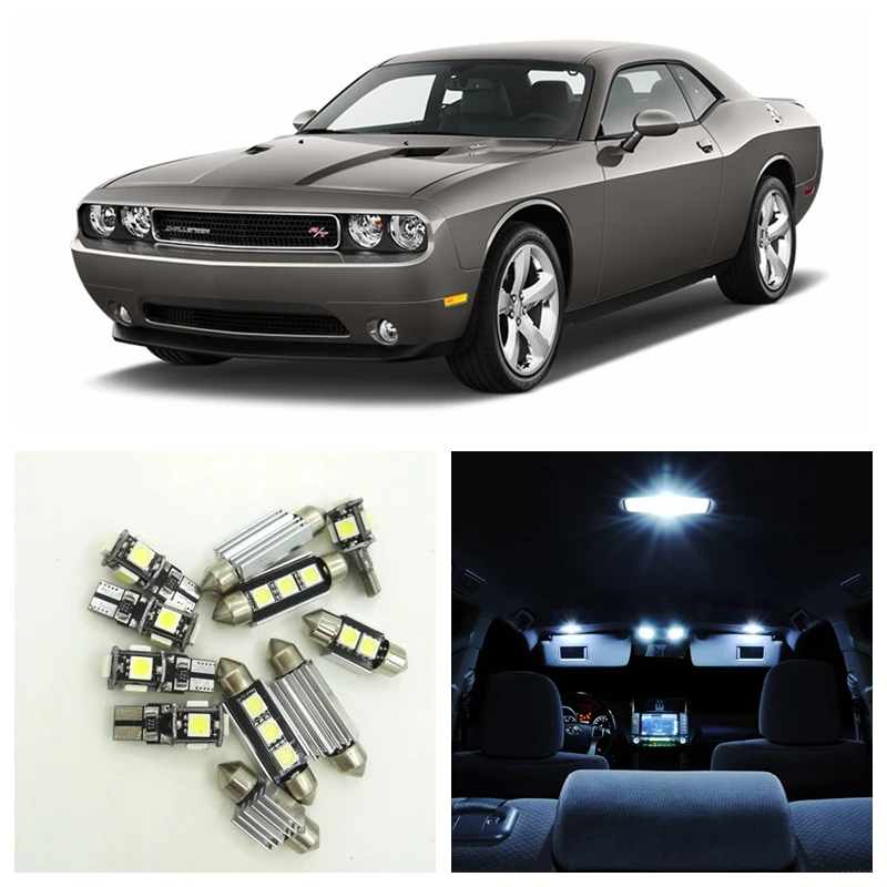 12pcs Canbus Xenon White Car Led Light Bulbs Interior Package Kit For 2008 2014 Dodge Challenger Map Dome License Plate Lamp Car Interior Led Kit Interior Lights For Carsinterior Led Lamps Aliexpress