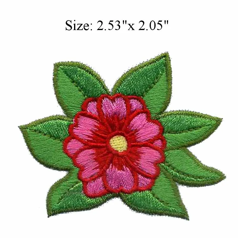 

The bright flowers 2.53"wide embroidery for flower patch/green leaves/wedding