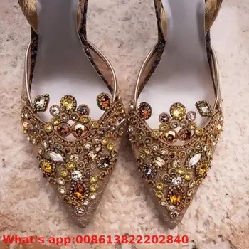

Luxury Sexy Rhinestone Sandals Female Fairy Wind Beautiful Cute Sandals Pointed Thin High Heels Diamond Shoes