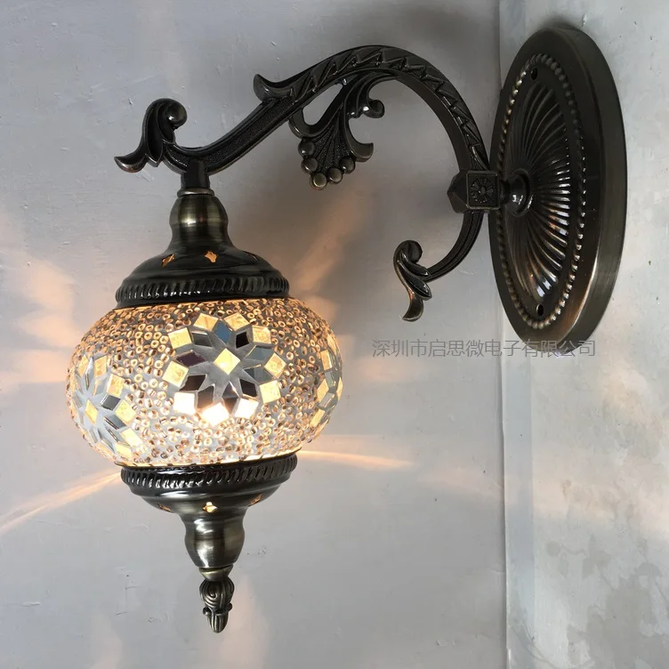 Новейшая E14 ручная инкрустированная стеклянная мозаика для спальни гостиной декоративные настенные светильники в средиземноморском стиле лампы в турецком стиле