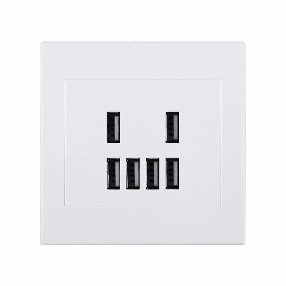 

New 1 pcs 6 Port USB Socket with Screws Wall Charger Outlet ocket Plate Panel Outlet Power Adapter Faceplate