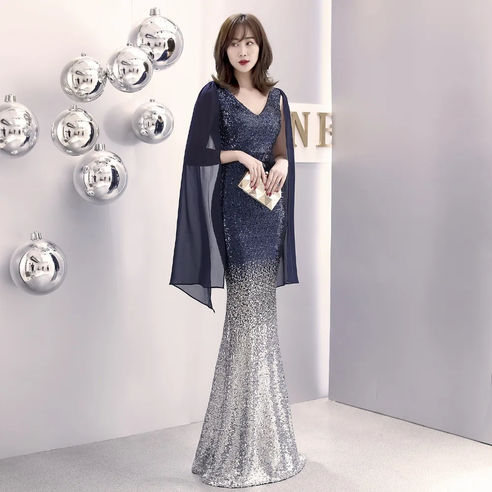 wei yin Navy Blue Evening Dress Long Sparkle 2019 New V-Neck Women Elegant Sequin Mermaid Maxi Evening Party Gown Dress WY1627 wei yin Navy Blue Evening Dress Long Sparkle 2019 New V-Neck Women Elegant Sequin Mermaid Maxi Evening Party Gown Dress WY1627
