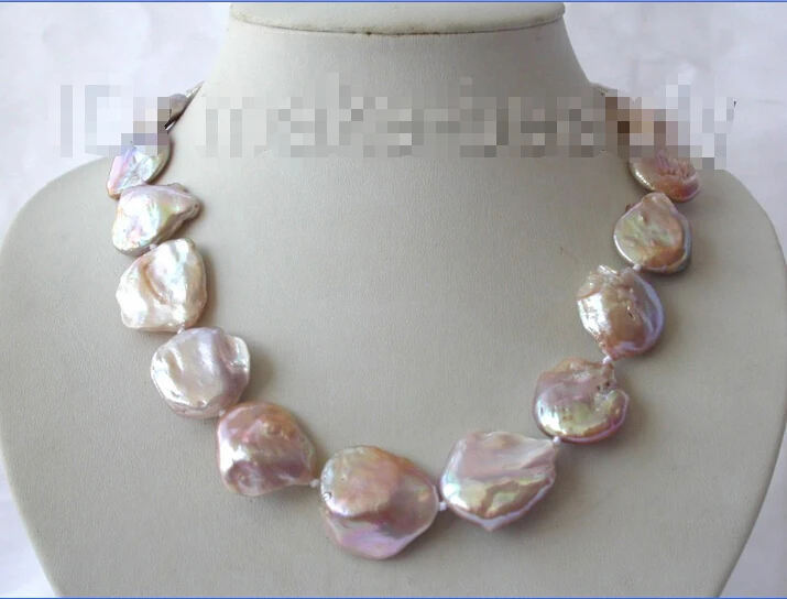 

shipping stunning big 23mm baroque lavender reborn keshi freshwater pearl necklace h80