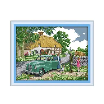 

Joy Sunday Farewell Counted Cross Stitch 11 14CT Embroidery Cross Stitch Landscape Pictures Printed Cross Stitch Kits Needlework