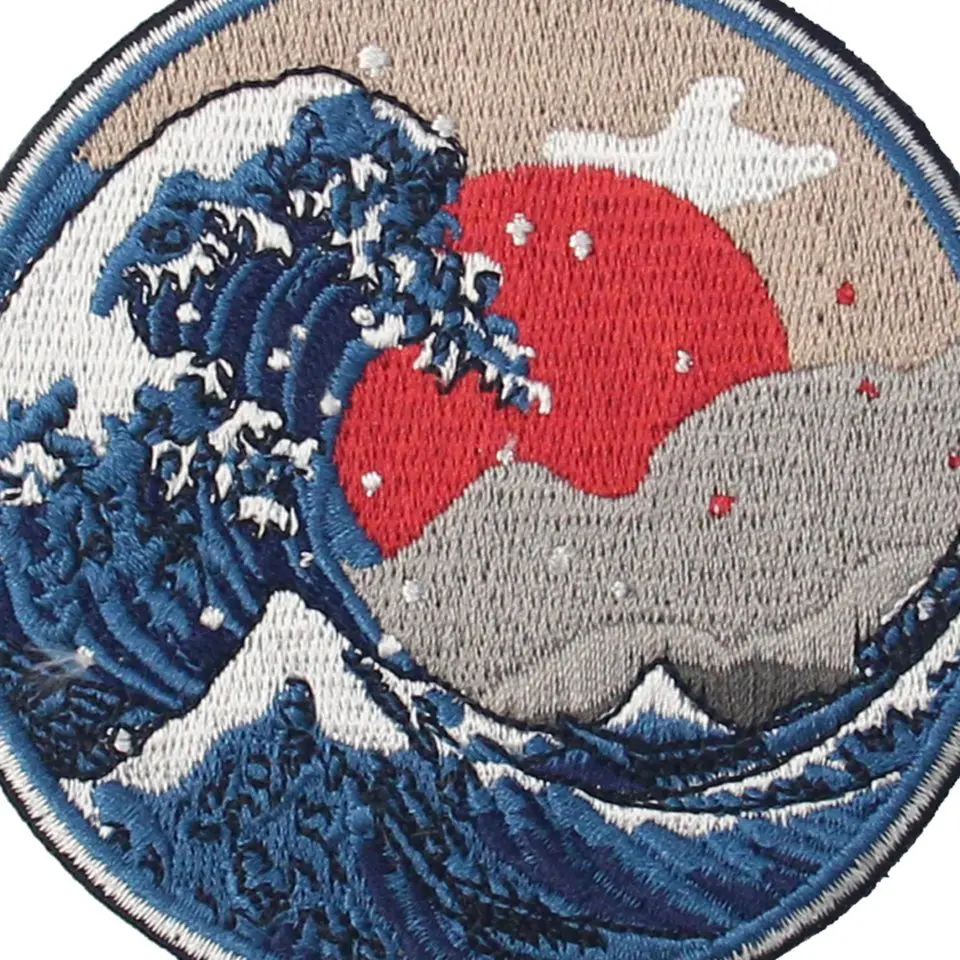 Embird нашивки вышитые нашивки для одежды Great Wave off Kanagawa ceo-friendly ручной работы 3D железные нашивки Большой патч