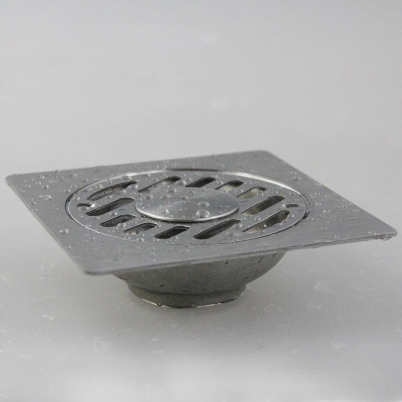 

Wholesale and retail Brushed Bathroom Shower Floor Drain Square 4" Washer Great Waste Drain Dona5212