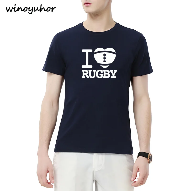أحب الرجبي تي شيرت الرجال 2019 الصيف عارضة قصيرة الأكمام قمم القطن مضحك الرياضية T قميص Camisetas الغمد