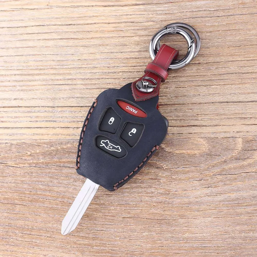 Брелок с 4 кнопками для ключей, чехол с брелком для Chrysler 300/Aspen/Jeep/для Dodge, кожаный чехол для ключей - Название цвета: Color three