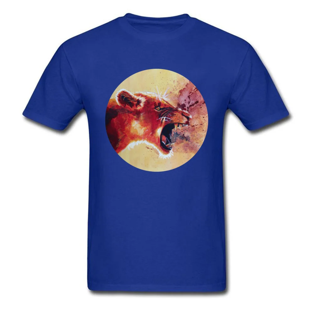 Men New Coming Tops Shirt O-Neck Summer/Autumn 100% Cotton Top T-shirts Fashionable Short Sleeve Roar Lion portrait Tshirts Roar Lion portrait blue