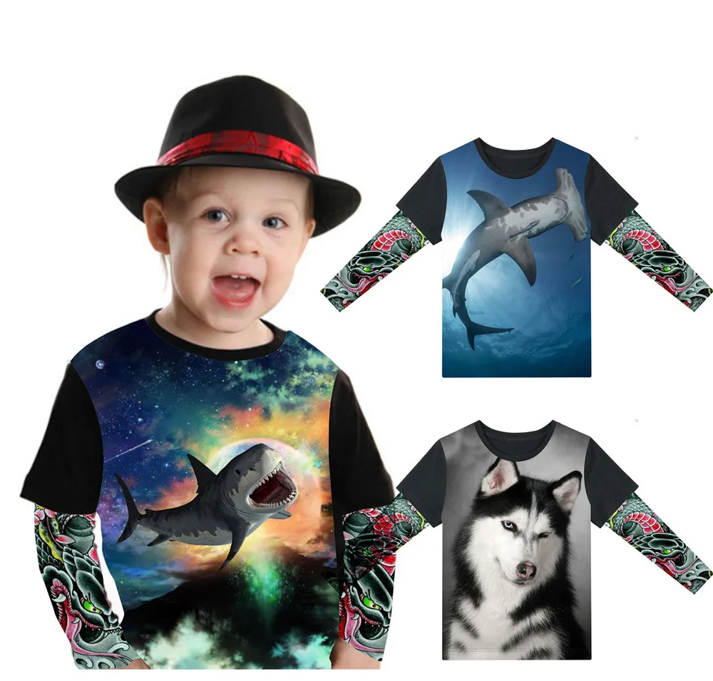 

new Children clothing Boy t shirt children tattoo new big girls clothing summer kids tops baby brand short sleeve tops child