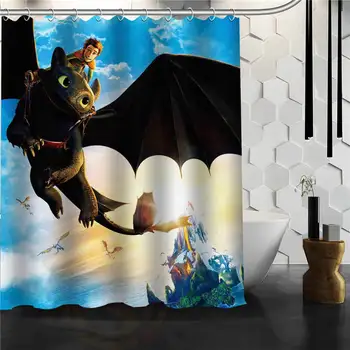 

Custom How to Train Your Dragon Shower Curtain Bathroom Products Creative Polyester Home Shower Curtain/Bathroom Product