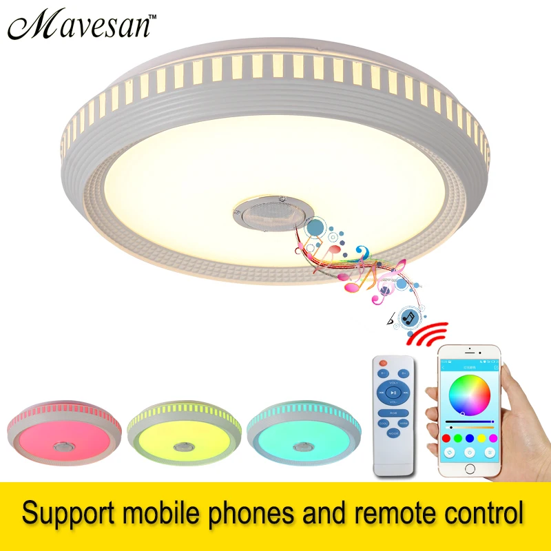 

Modern Bluetooth Speaker Ceiling Light Remote Control RGB LED Music Lamp Dimmable Living Room Lighting Fixture Bedroom Smart