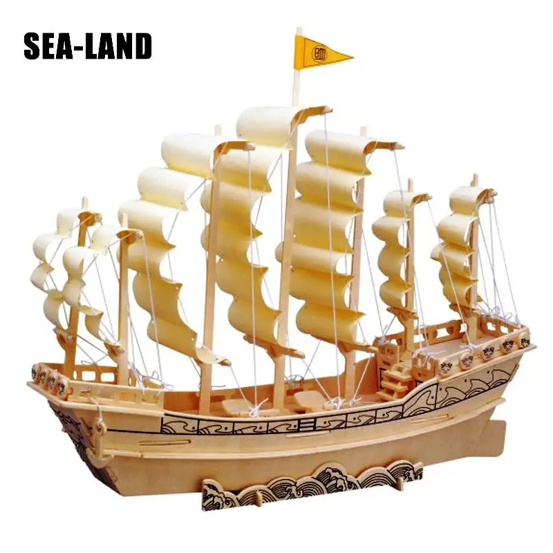 

3D Wooden puzzle kid's toys Galleon to help expand educational toy intelligence cultivate children's creativity for over 6 years