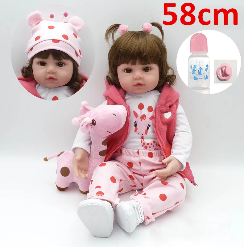 

58cm 23inch Silicone Reborn Boneca Realista Fashion Baby Dolls bebe bonecas Princess Children Birthday Gift Bebes Reborn Dolls