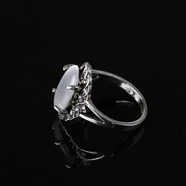 Модные античные, Винтажные Украшения посеребренные ретро белый овальный Природный камень опал кольца для женщин подарок