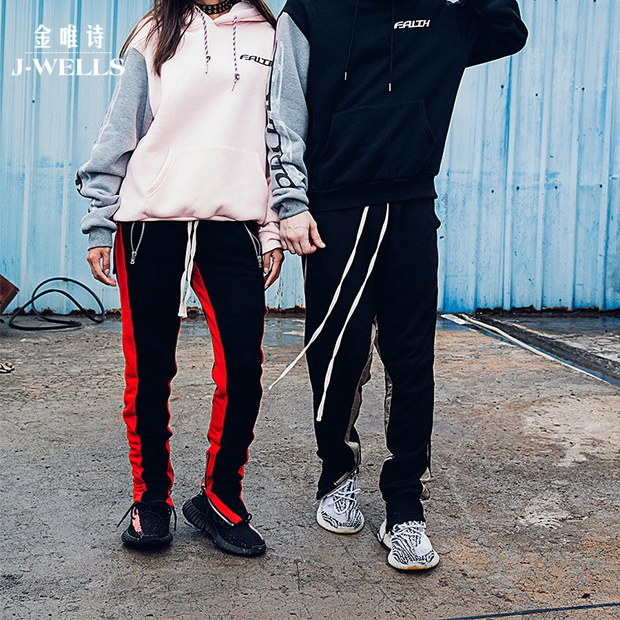 black pants with red stripe mens