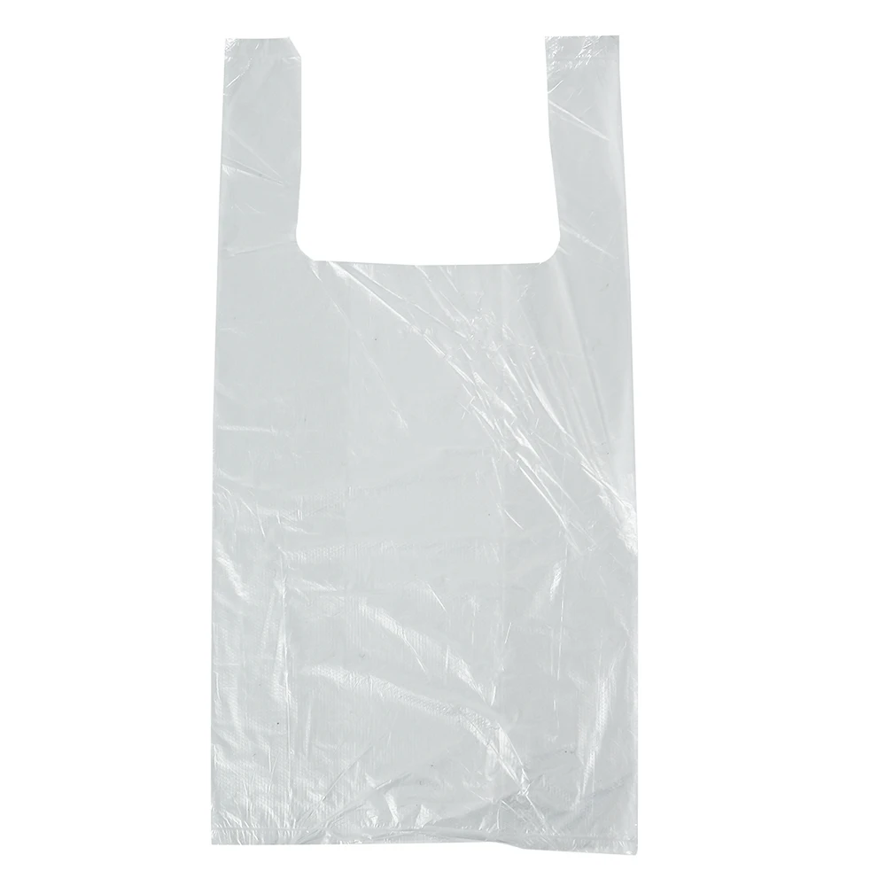 100 Pcs Supermarket Plastic Bags With Handle Food Packaging Transparent
