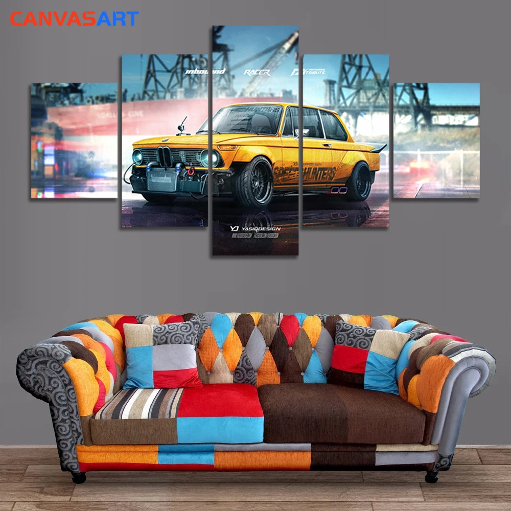 Холст искусство 5 шт HD картины 1974 bmw 2002 Настенные для гостиной холст в рамке