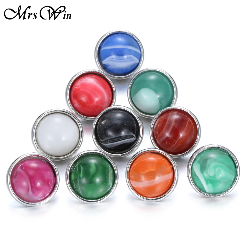 

10pcs/lot New 12MM Snap Jewelry Buttons Natural stone Round Glass Mini snap buttons Fit Snap Bracelet Women diy Jewelry
