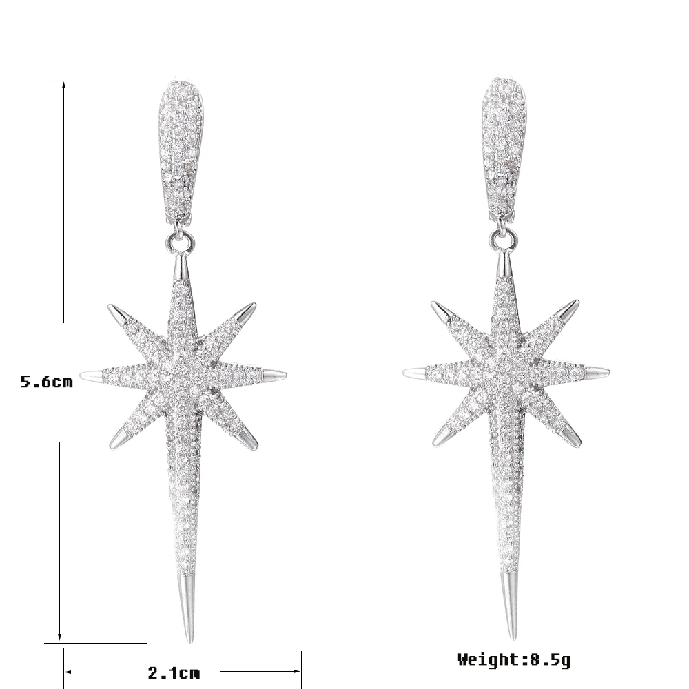 Новая Мода Длинная подвеска в форме звезды серьги для женщин девушка микро проложили крошечные CZ вечерние свадебные висячие серьги ювелирные изделия Bijoux